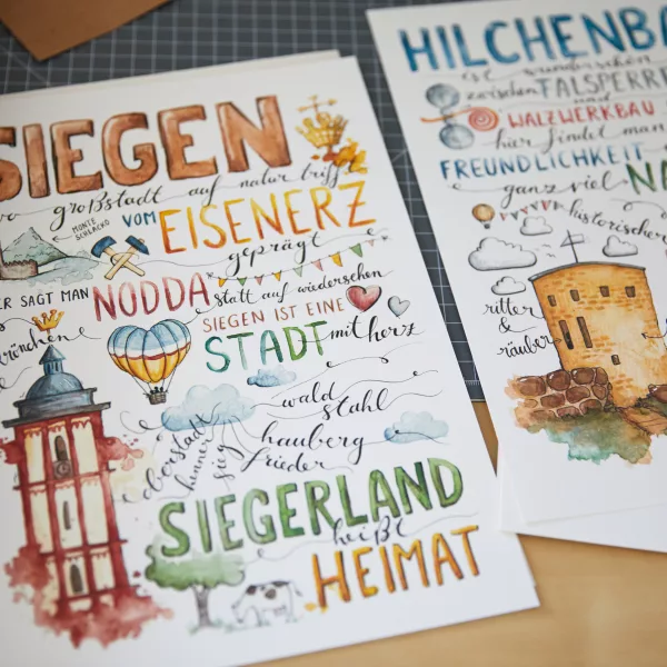Illustrationen von Siegen und Hilchenbach